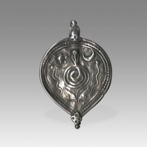Plaque Amulet Depicting Naga with Sun and Moon