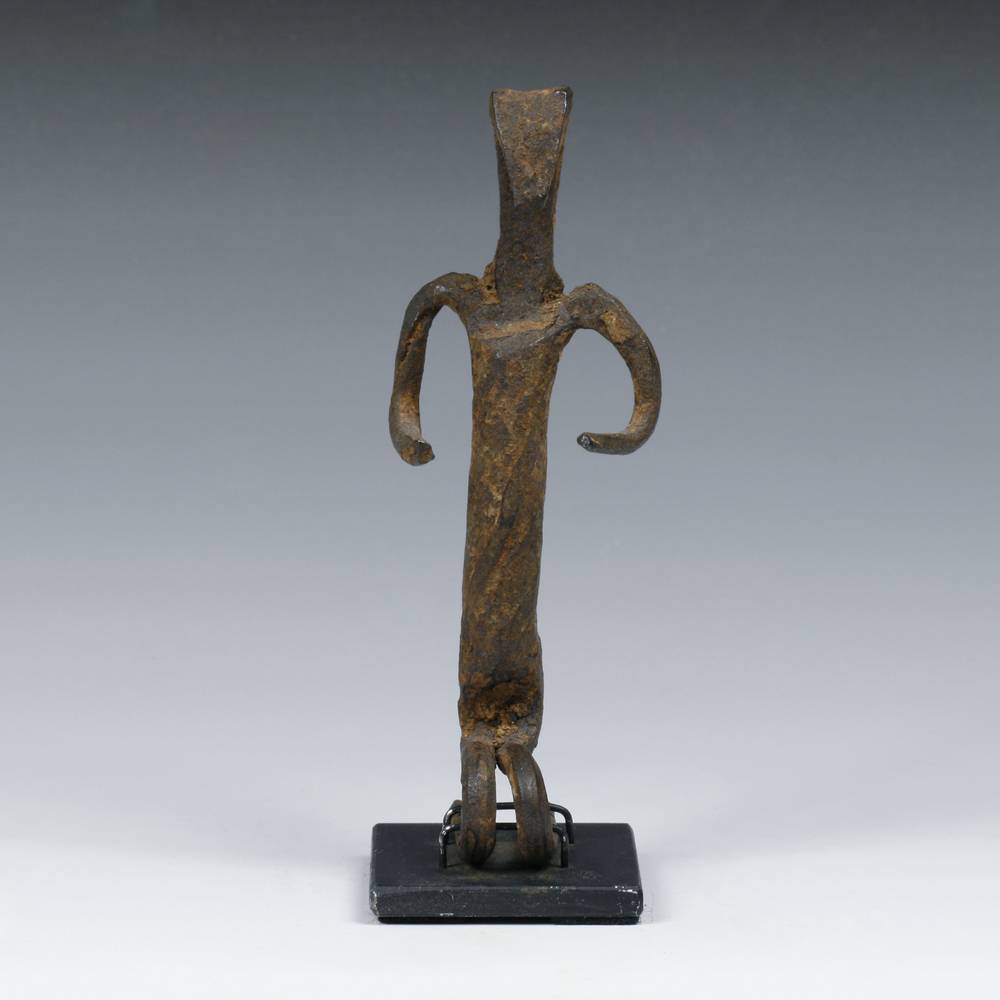 Dogon Forged Iron Kneeling Figure, Based
