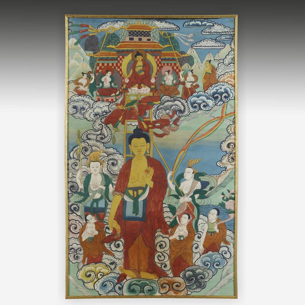 Tibetan Thangka or Devotional Painting, Framed - Image 2