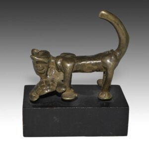 African Gold Weight with Feline & Turtle