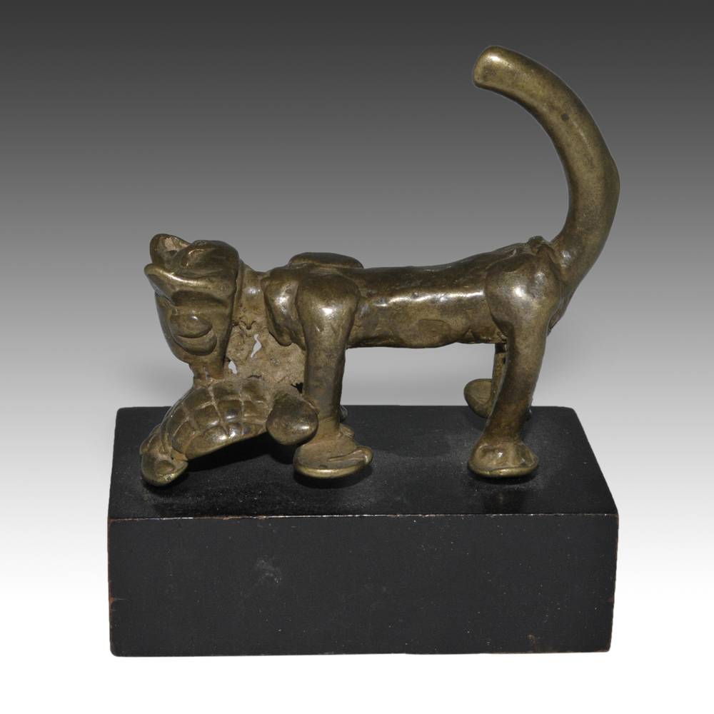 African Gold Weight with Feline & Turtle
