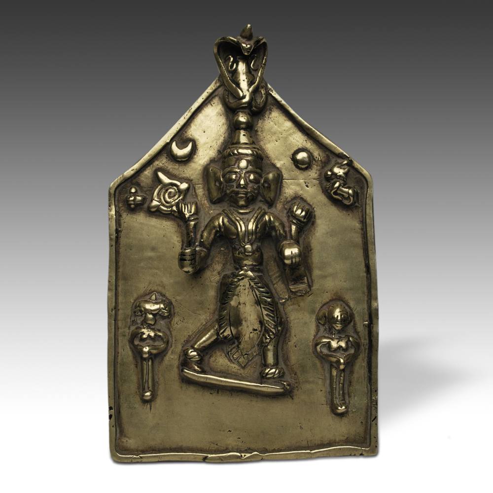 Indian Plaque Depicting Shiva with Cobra Hood