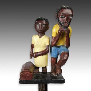 Ashanti Linguist's Staff Depicting Male and Female with Coffin