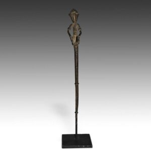 Dogon Hair Pin Depicting Seated Male Figure, Based