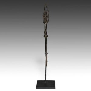 Dogon Hair Pin Deicing Kneeling Male Figure with Raised Arms, Based