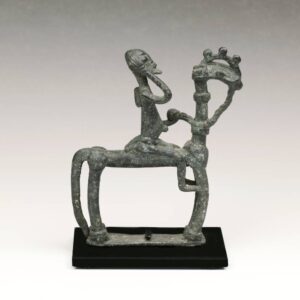 Dogon Bronze Equestrian Figure, Based