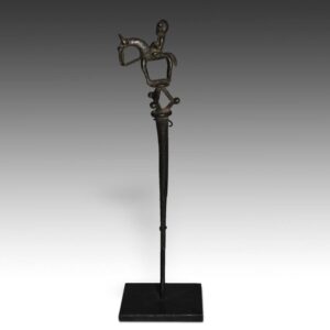 Dogon Iron Hairpin with Equestrian, Based