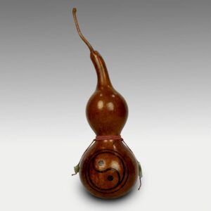 Chinese Scholar's Gourd with Two Jade Ornaments and Yin Yang Painting