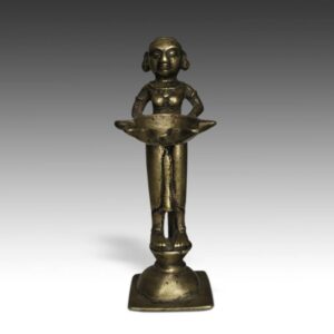 Indian Oil Lamp with Standing Female Figure