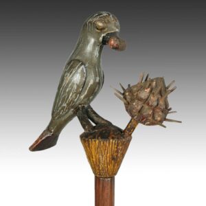 Ashanti Linguist's Staff Depicting a Parrot with Spiked Fruit