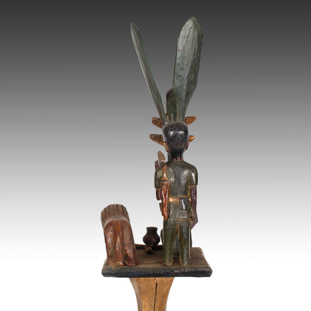 Ashanti Linguist's Staff Depicting Hunter with Lion Under Tree, Based - Image 6