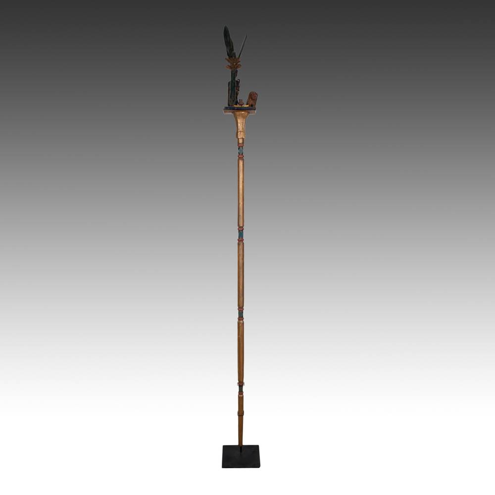 Ashanti Linguist's Staff Depicting Hunter with Lion Under Tree, Based - Image 8