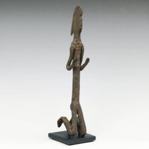 African Forged Iron Kneeling Figure, Based