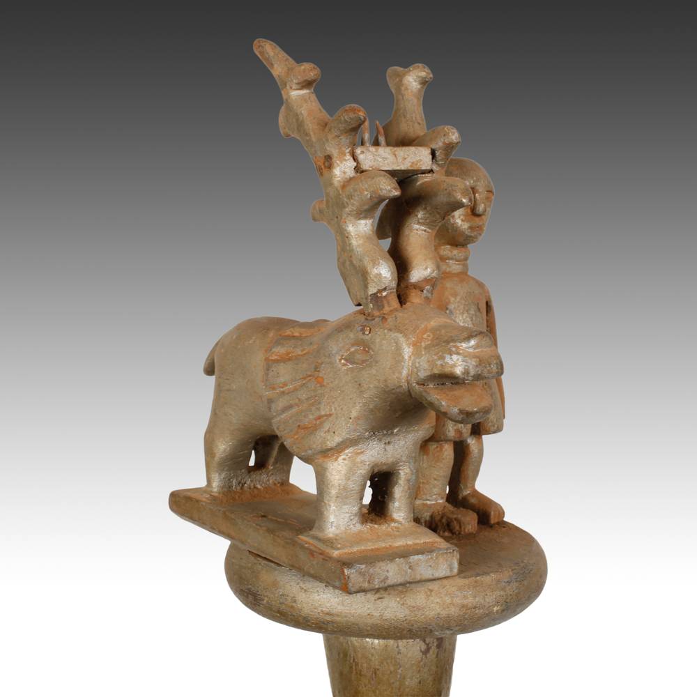 Ashanti Linguist's Staff Depicting Horned Lion with Figure - Image 2