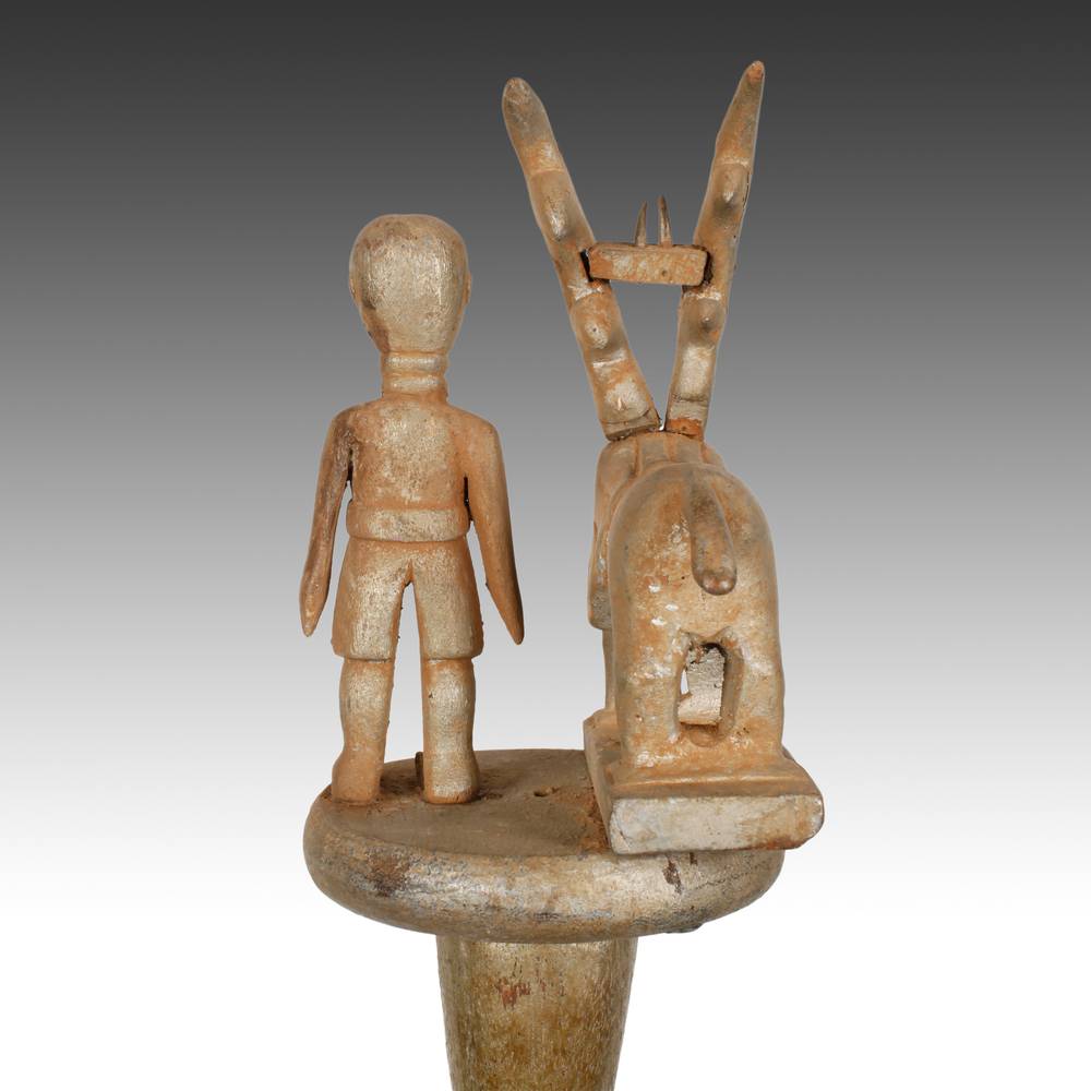 Ashanti Linguist's Staff Depicting Horned Lion with Figure - Image 4