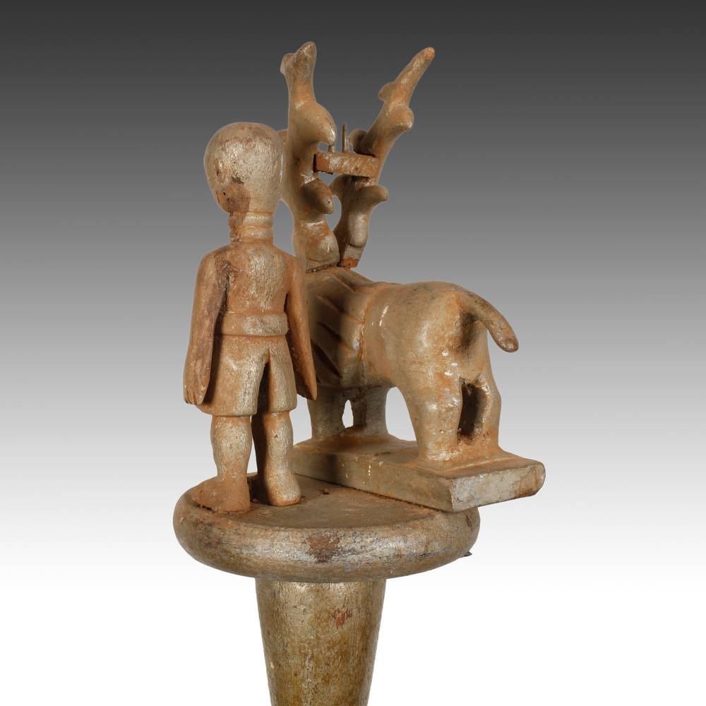 Ashanti Linguist's Staff Depicting Horned Lion with Figure - Image 5