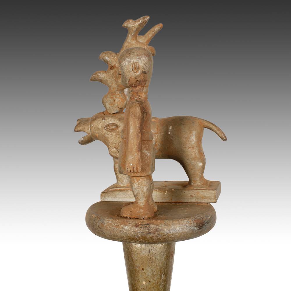 Ashanti Linguist's Staff Depicting Horned Lion with Figure - Image 6