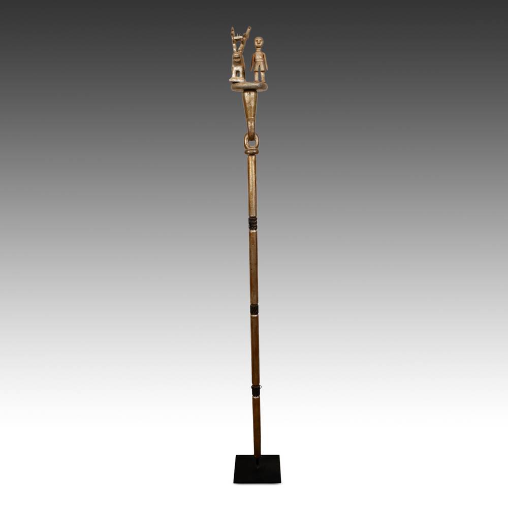 Ashanti Linguist's Staff Depicting Horned Lion with Figure - Image 7