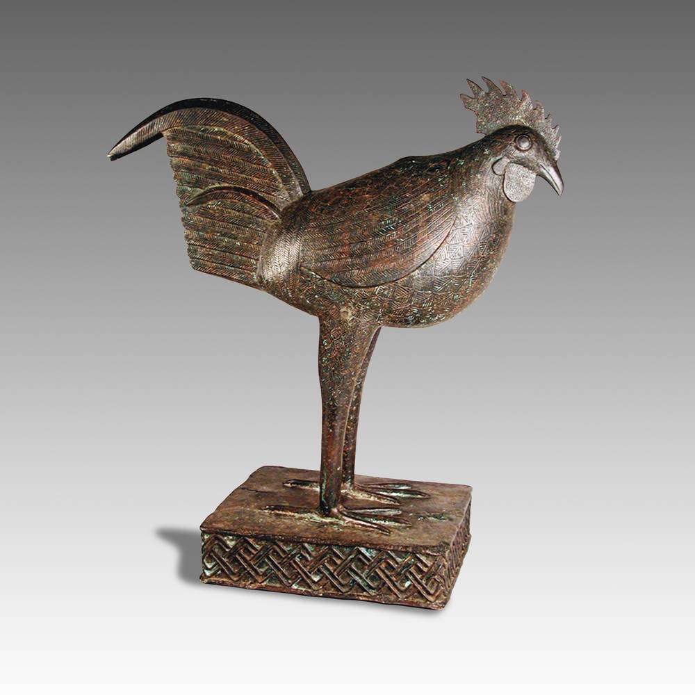 Edo Bronze Figure of a Rooster