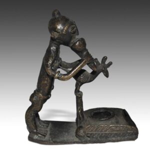 African Standing Figure of Man with Rooster