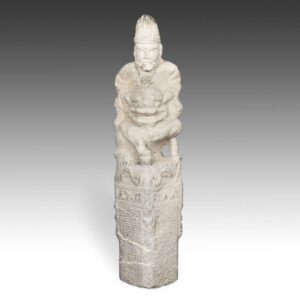 Chinese Temple Pillar with Man Riding Foo Lion