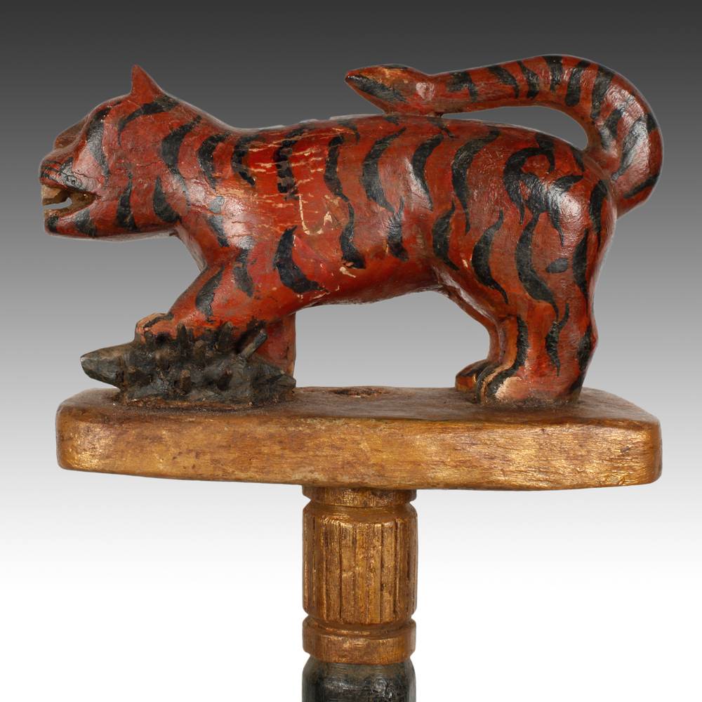 Ashanti Linguist's Staff Depicting a Tiger with Foot Atop Porcupine - Image 2