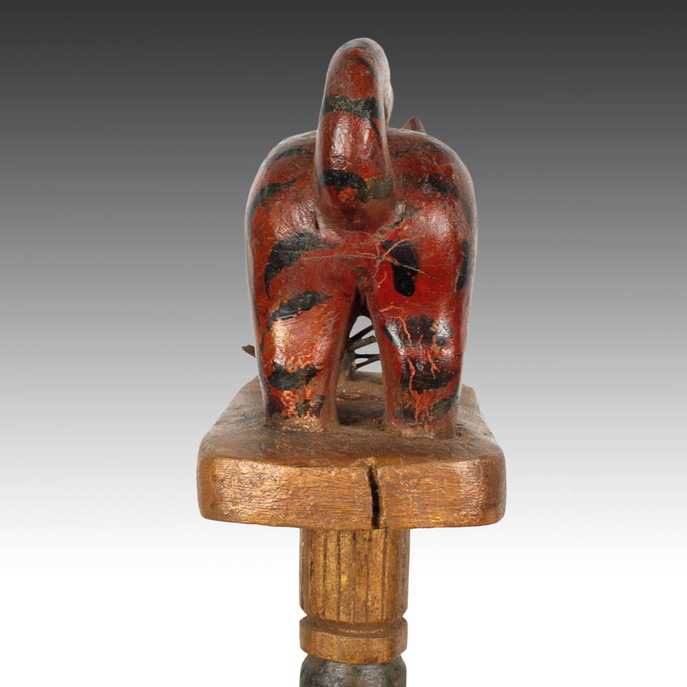 Ashanti Linguist's Staff Depicting a Tiger with Foot Atop Porcupine - Image 5