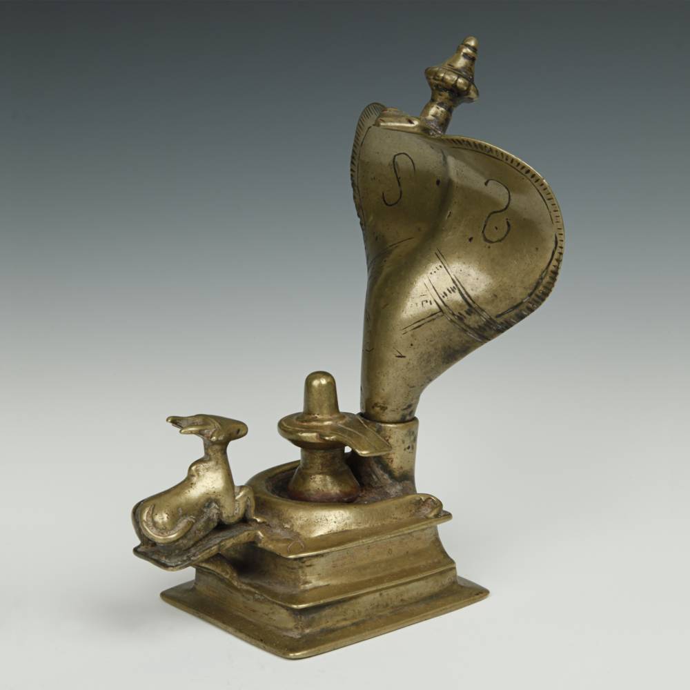Indian Shiva Lingam with Cobra Hood & Nandi