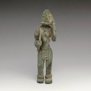 Dogon Standing Male Figure Holding Coiled Bag