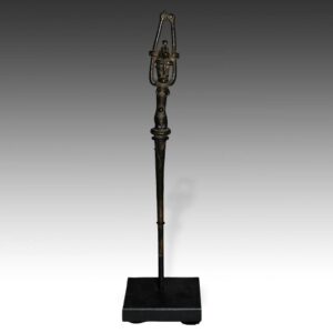 Dogon Hair Pin Depicting Female Figure with Arms Raised, Based