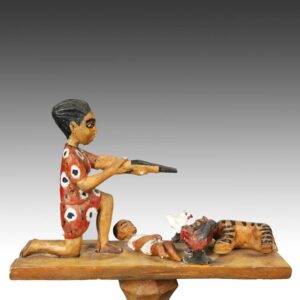 Ashanti Linguist's Staff Depicting Mother Protecting Child, Based