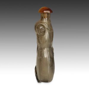 Chinese Perfume Bottle Depicting Gourd with Two Figures