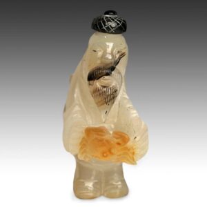 Perfume Bottle Depicting Chinese Man Holding Orange Crab