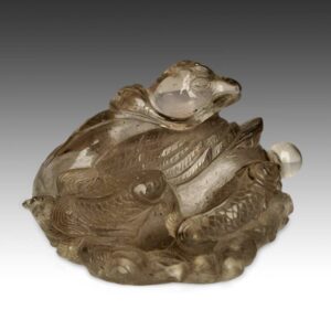 Chinese Perfume Bottle Depicting Goose with Two Fish