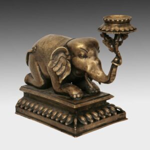 Nepalese Oil Lamp Depicting Kneeling Elephant