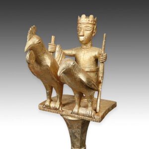 Ashanti Liguist's Staff Depicting a Chief with a Rooster and Hen, Based