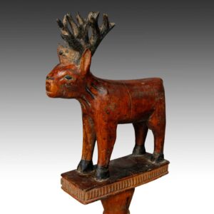 Ashanti Linguist's Staff Depicting Animal with Bird Atop Head, Based