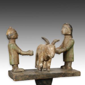 Ashanti Linguist's Staff Depicting a Man and Woman with a Goat