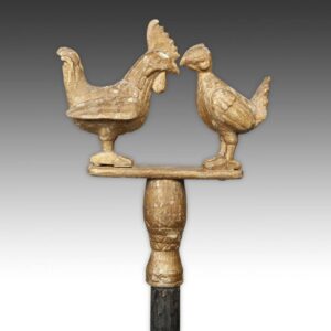 Ashanti Liguist's Staff Depicting Hen and Rooster, Based