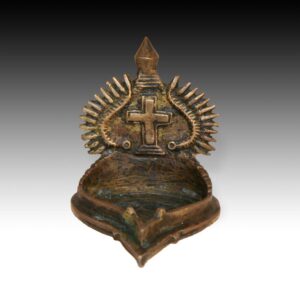 Indian Oil Lamp with Cross Motif