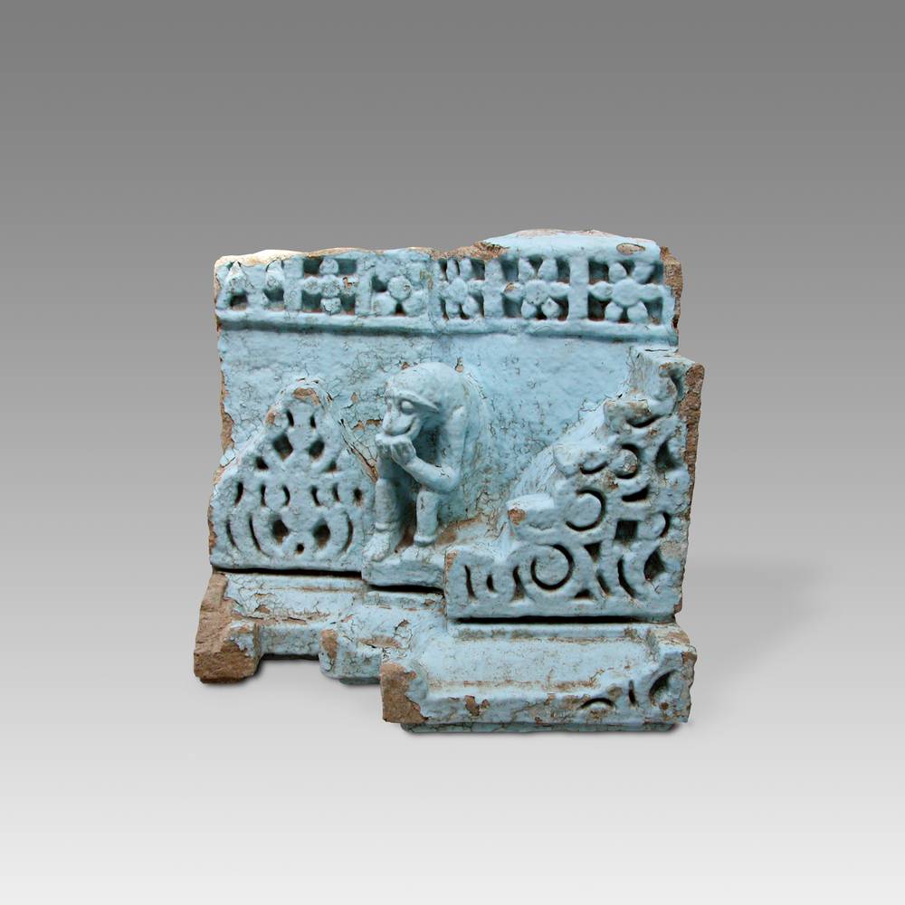 Indian Temple Fragment with Monkey Motif, Based