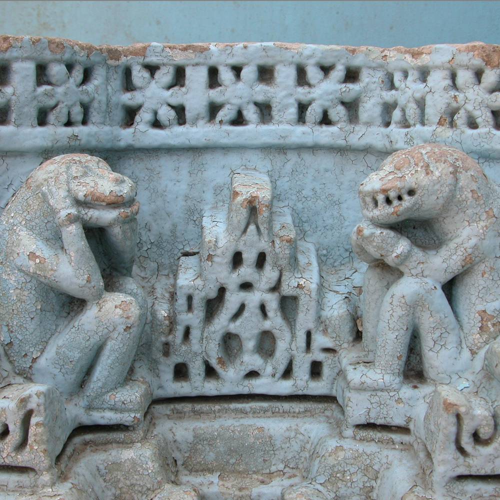 Indian Temple Fragment with Monkey Motif, Based - Image 2