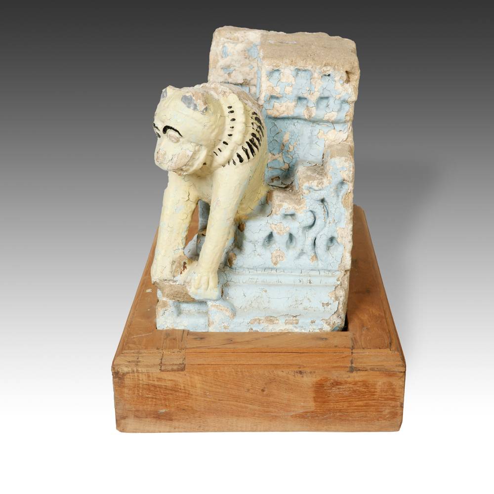 Indian Temple Fragment with Feline Motif, Based - Image 5