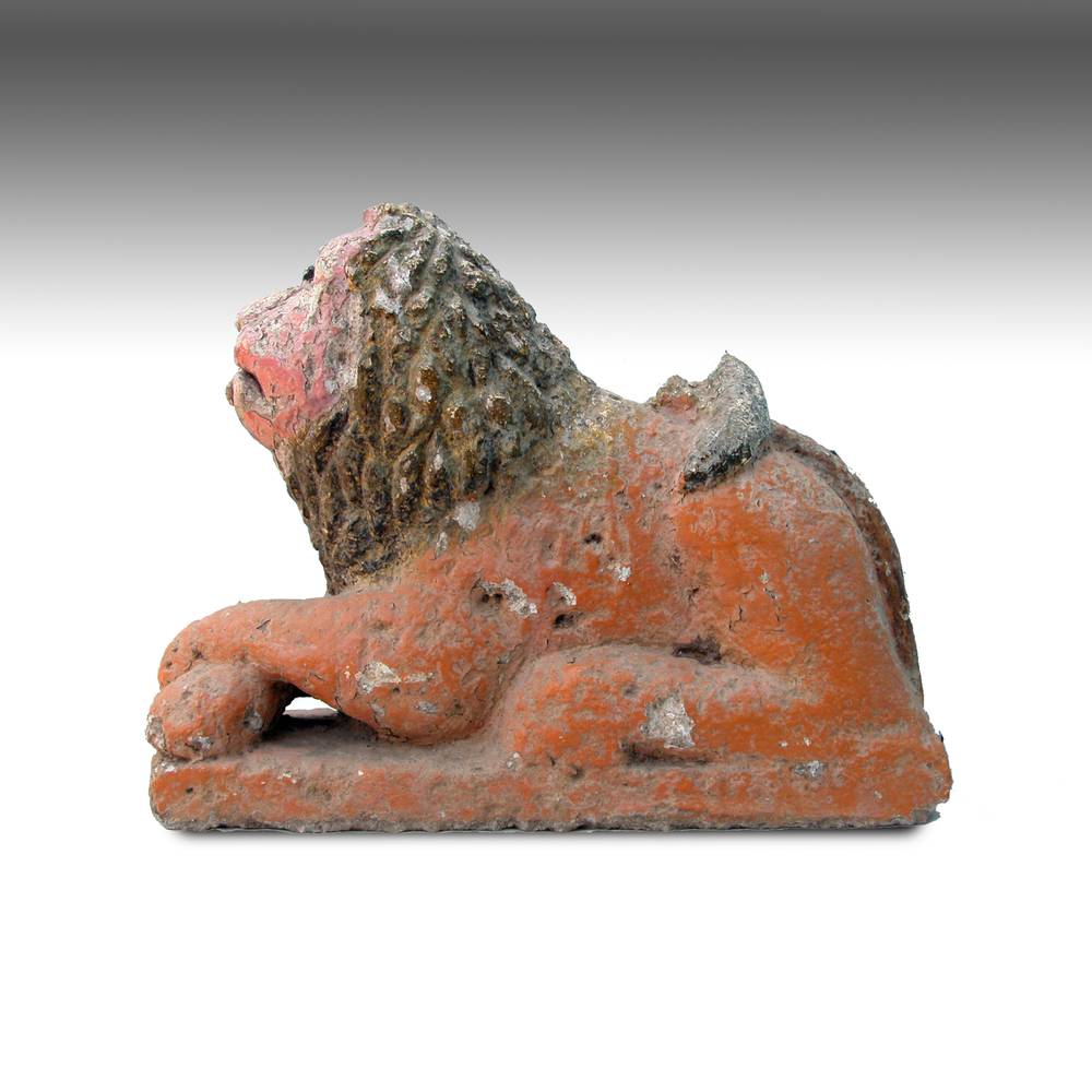 Indian Temple Fragment Depicting Lion with Crossed Paws - Image 2
