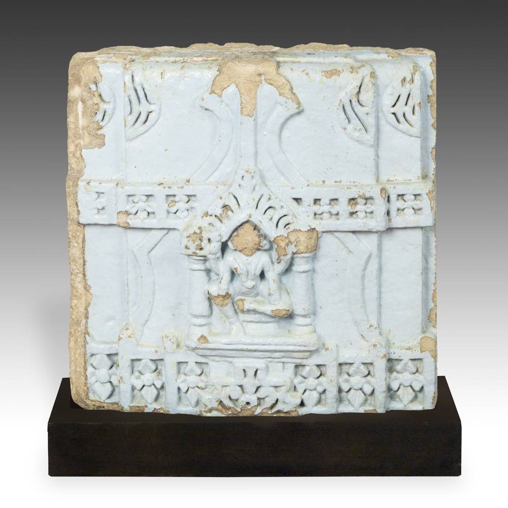 Indian Temple Fragment with Deity Motif, Based