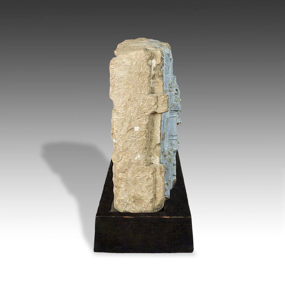 Indian Temple Fragment with Deity Motif, Based - Image 3