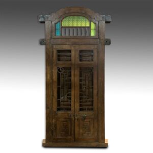 Indian Double Door Set with Deco Style Iron Gates and Transom