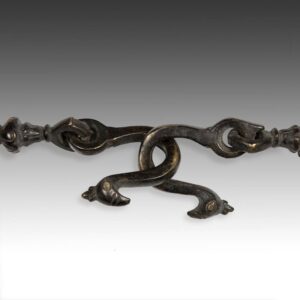 Indian Bar Chain with Lotus Motifs and Open Peacock Hooks
