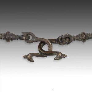 Indian Bar Chain with Lotus Motifs and Open Peacock Hooks
