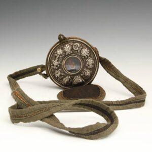 Tibetan Circular Gao Box in Cloth Bag